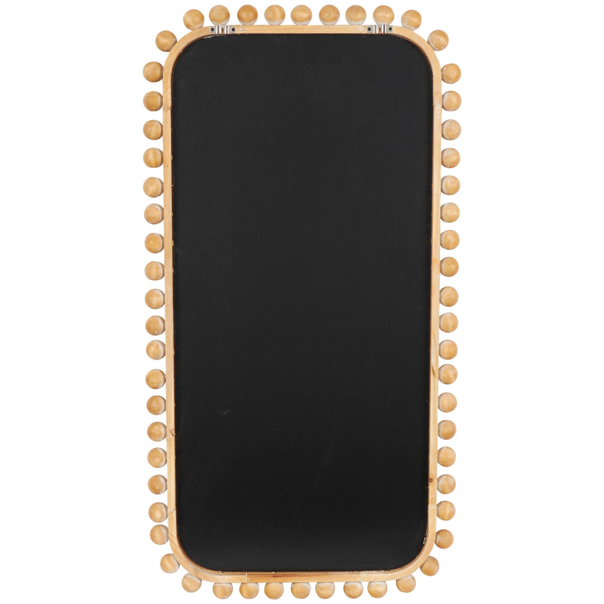 24" x 45" Brown Wood Wall Mirror with Beaded Frame